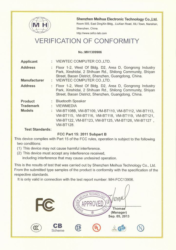 FCC Certificates